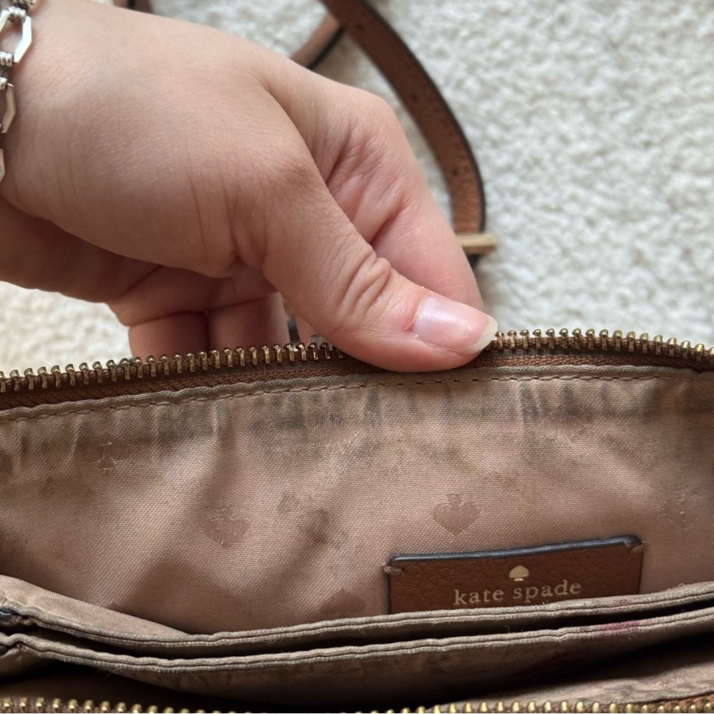 KATE SPADE Brown Pebble Leather Leila Triple Gusset in Warm Gingerbread - Picture 11 of 11